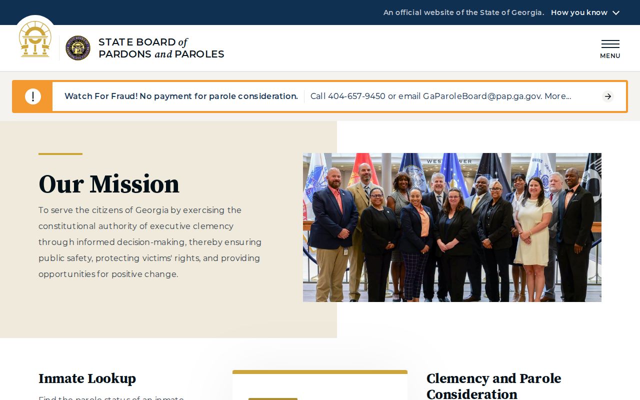 Chattahoochee County parole lookup on the Georgia Parole Board website