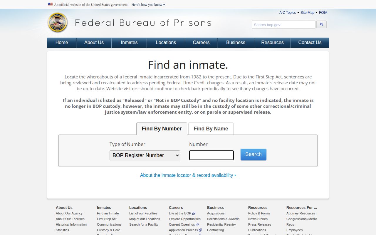 Federal Bureau of Prisons release lookup for Chattahoochee County