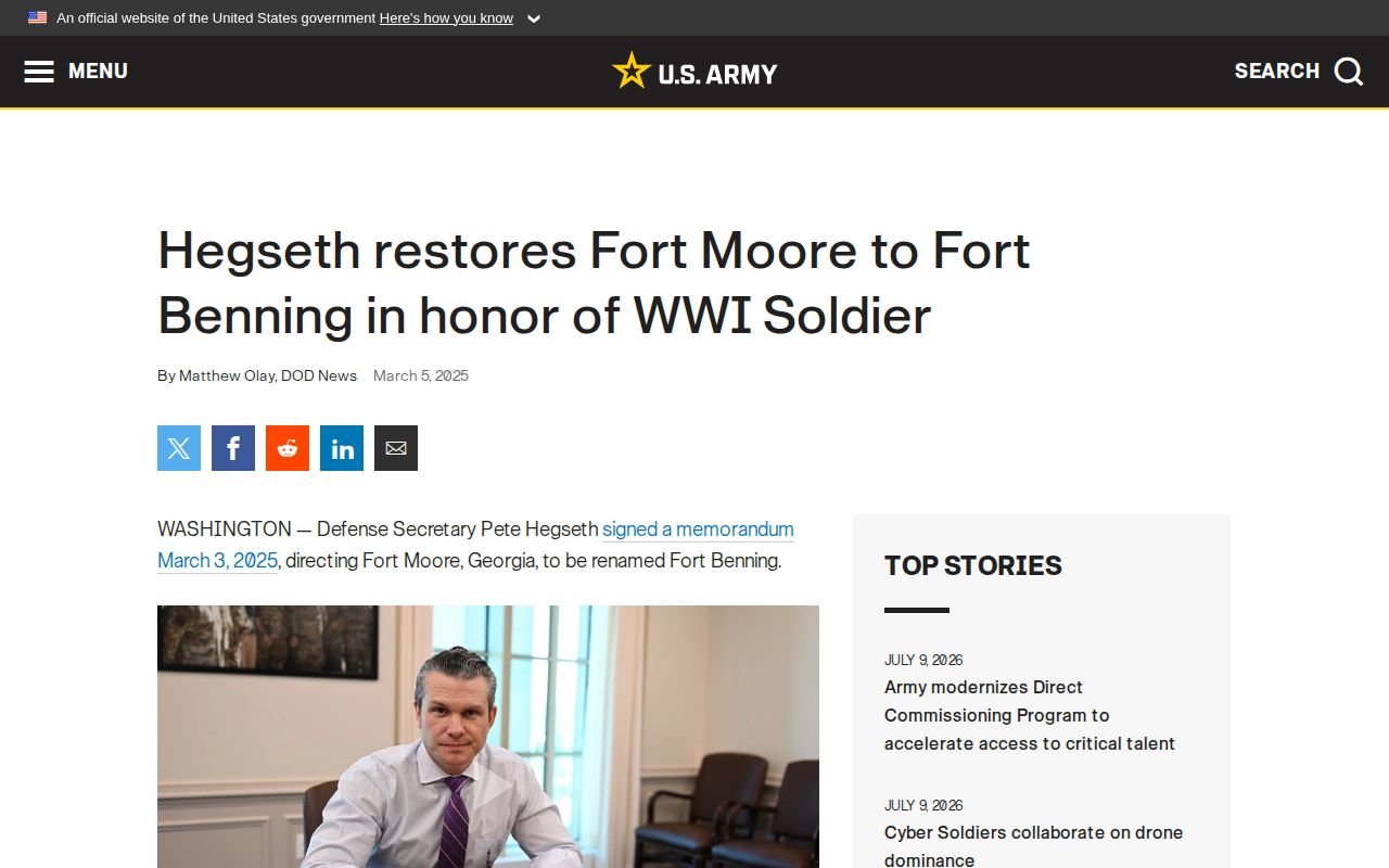 Fort Benning release records naming history source